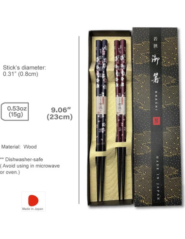 Palillos Japoneses Premium Terra 23 cm Set 2pcs Lacados