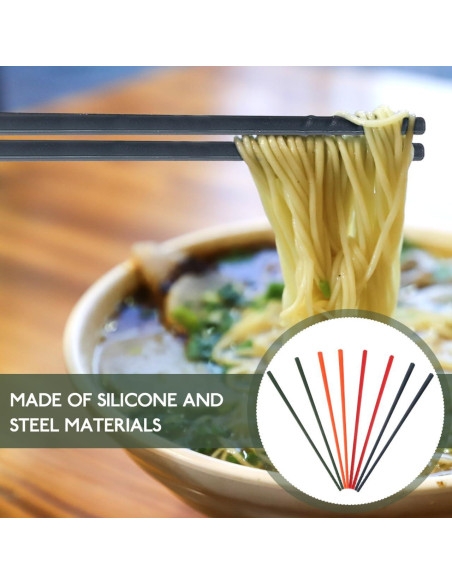 4 Pares de Palillos de Silicona SHOWERORO Resistentes al Calor