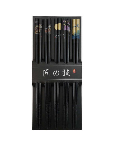 Conjunto 10 Palillos de Bambú Negros JapanBargain 22,86 cm