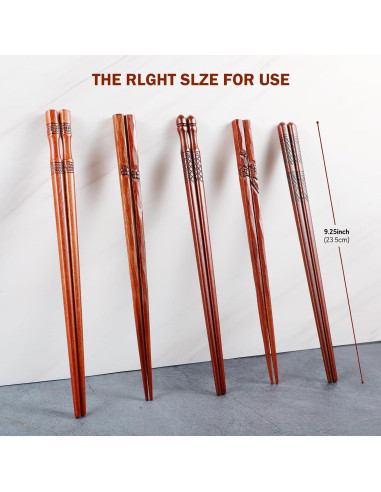 Palillos Reutilizables KAHACIYO 22.5 cm 5 Pares Madera Natural