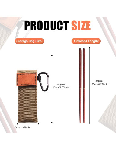 Juego de Palillos Plegables Menolana - Madera Rosa 21 cm