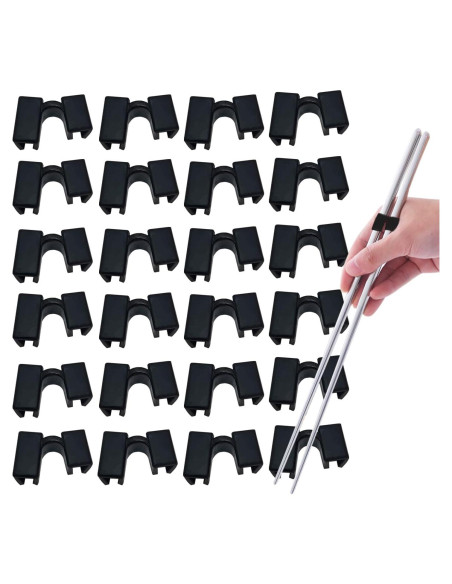 24 Piezas Ayudantes Reutilizables de Palillos Plásticos Negros