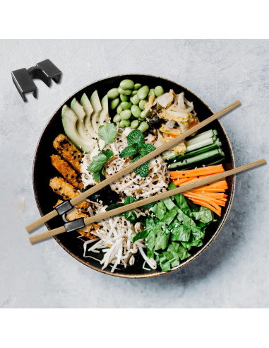 24 Piezas Ayudantes Reutilizables de Palillos Plásticos Negros