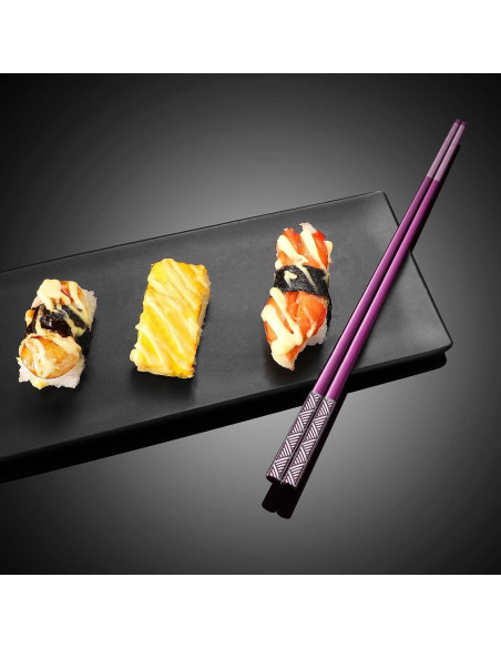 Set de Palillos de Metal Reutilizables TIICOO 5 Pares 23.5 cm