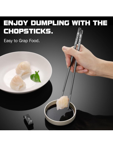 Juego de Palillos de Acero Inoxidable TIICOO Dragón y Fénix