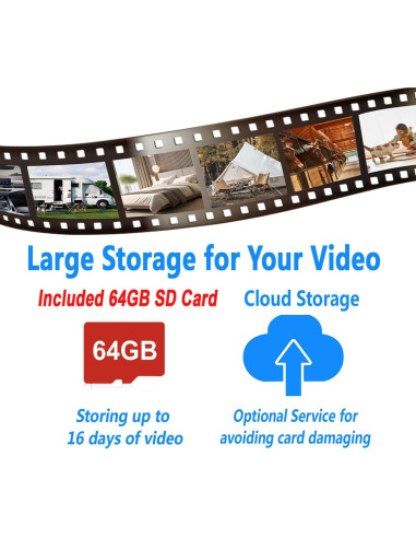 Cámara de Seguridad WKX W-A2 2K con SD 64GB y Batería 100d