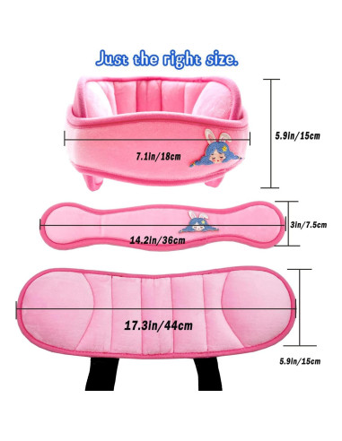 Banda Soporte Cabeza Silla Auto Niños Rosa Caricatura