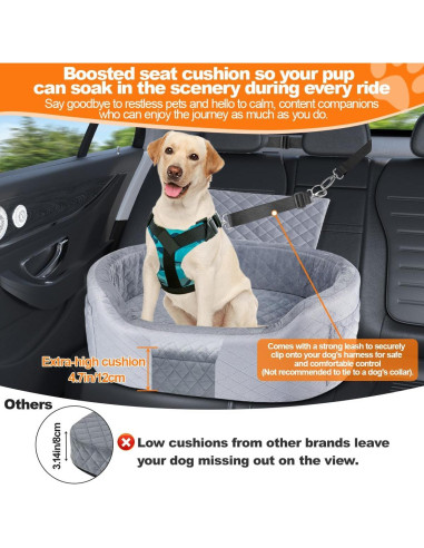 Asiento de Coche para Perros SIVEIS Grande Gris 65 cm