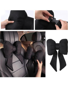 Cojín de Cuello Ajustable HEYXI para Automóvil Negro 38x25cm 2