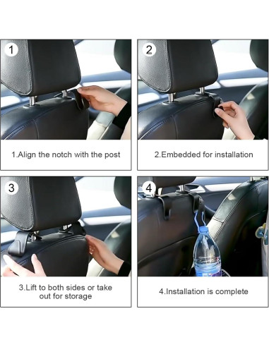 4 Ganchos para Reposacabezas de Auto Osilly Azul