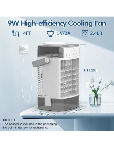 Acondicionador de Aire Portátil BriteZen 1.3kg 3 Velocidades