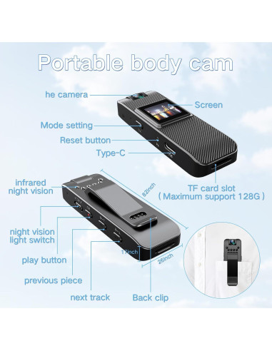 Cámara Corporal HD 1080P FUXGZ con Tarjeta SD 32GB