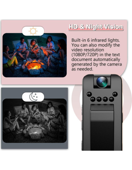 Mini Cámara Corporal HD 1080P FUXGZ con Visión Nocturna