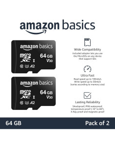 Tarjeta MicroSDXC 64GB Amazon Basics UHS-I A2 U3 V30 2pack 2