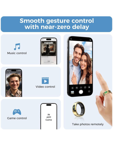 Anillo Inteligente Hugrow R08 Dorado Control Gestos IP68
