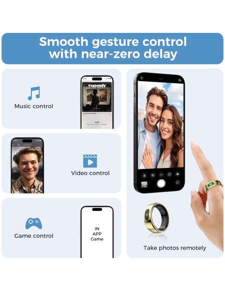 Anillo Inteligente Hugrow R08 Dorado Control Gestos IP68