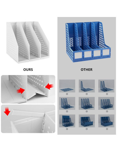 Soporte Plegable para Revistas Marte Vanci 3 Compartimentos