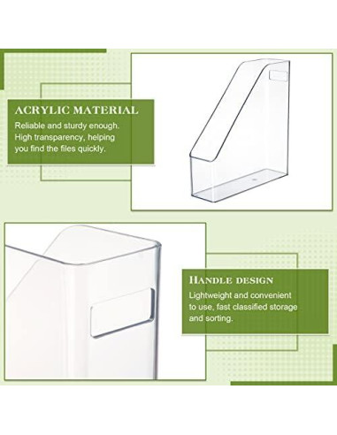 12 Soportes de Revistas Acrílico Transparente Marsui 27x25x8cm