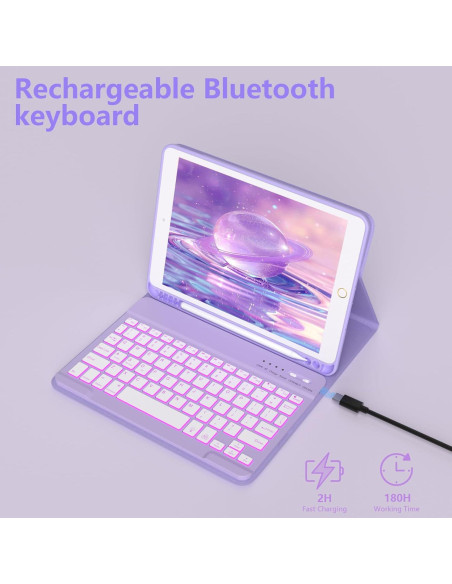 Funda de Teclado FUWANG para iPad 10.2" 9 8 7 Gen