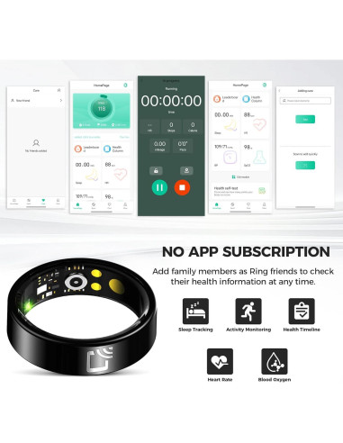 Anillo Inteligente Hugrow R20 Negro - Monitor de Sueño y Fitness
