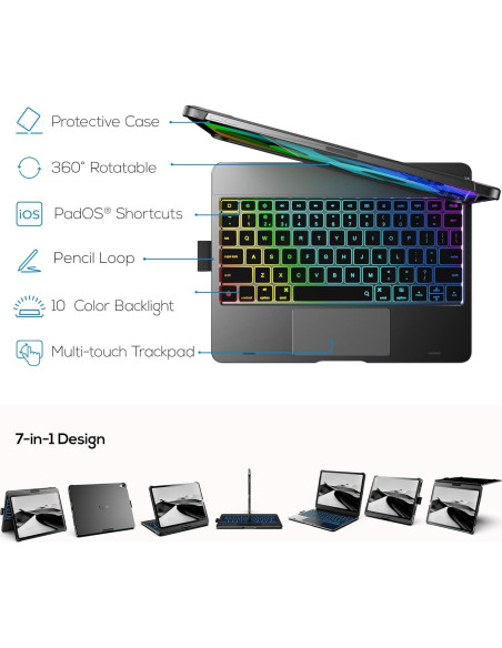 Funda Teclado Touch Typecase para iPad Air 11" Gris Espacial