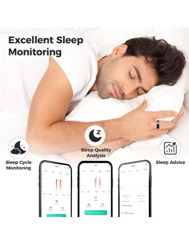 Anillo Inteligente Hugrow R20 Negro - Monitor de Sueño y Fitness