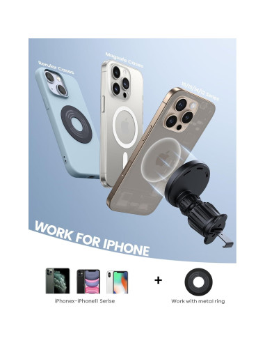 Soporte Cargador Auto Lamicall MagSafe 15W Negro