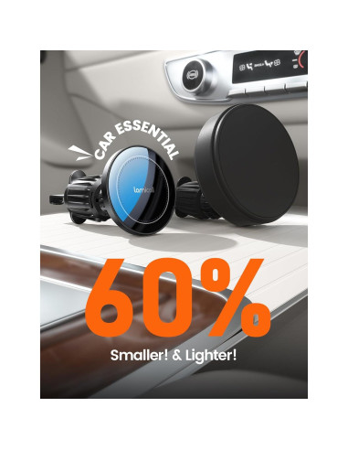 Soporte Cargador Auto Lamicall MagSafe 15W Negro