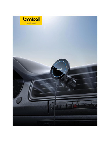 Soporte Cargador Auto Lamicall MagSafe 15W Negro