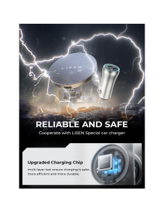 Cargador Inalámbrico de Coche LISEN MagSafe 2025 con Soporte Ajustable 2