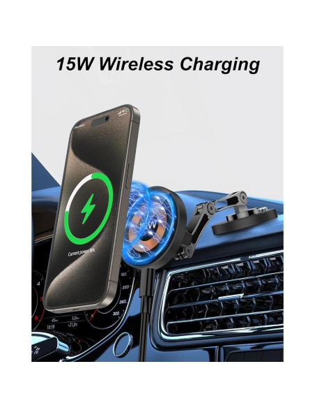 Soporte de Carga Magnético para Coche iAXBi 15W Inalámbrico