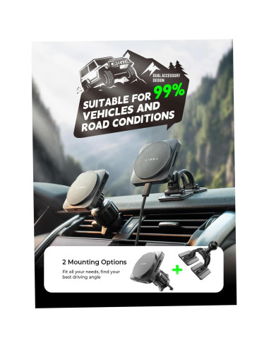 Cargador de Auto MagSafe LISEN 15W Soporte Magnético iPhone