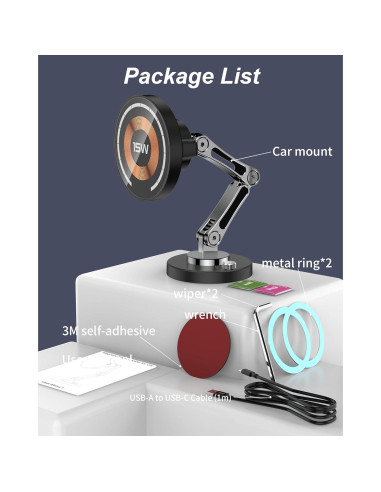 Soporte de Carga Magnético para Coche iAXBi 15W Inalámbrico