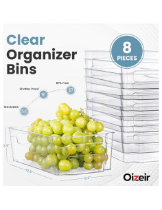 Set de 8 Organizadores de Plástico Transparente Oizeir 31,75x16x8,89cm 2