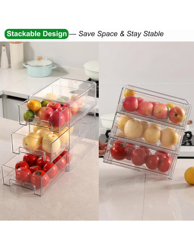 Taiuloo 2 Bins Organizadores Apilables para Refrigerador 4.83L