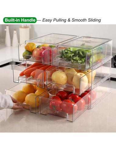 Taiuloo 2 Bins Organizadores Apilables para Refrigerador 4.83L
