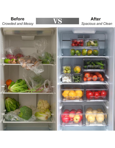 Taiuloo 2 Bins Organizadores Apilables para Refrigerador 4.83L