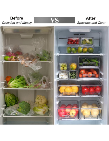 Taiuloo 2 Bins Organizadores Apilables para Refrigerador 4.83L