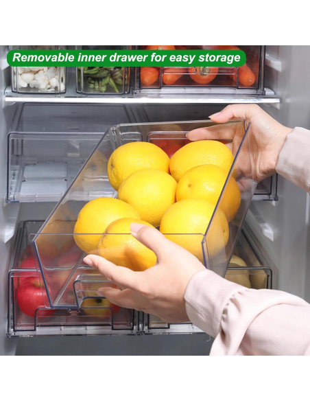 Taiuloo 2 Bins Organizadores Apilables para Refrigerador 4.83L