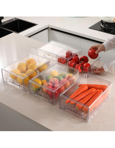 Taiuloo 2 Bins Organizadores Apilables para Refrigerador 4.83L