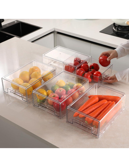 Taiuloo 2 Bins Organizadores Apilables para Refrigerador 4.83L