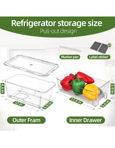 Organizadores de Nevera Apilables MIUKAA - 4 Piezas Transparentes 2