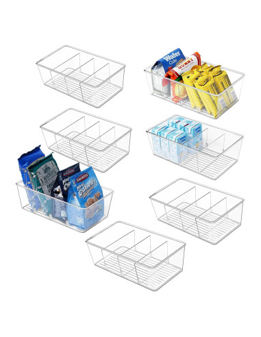 Organizador de despensa Wilfox 7PCS transparente con divisores