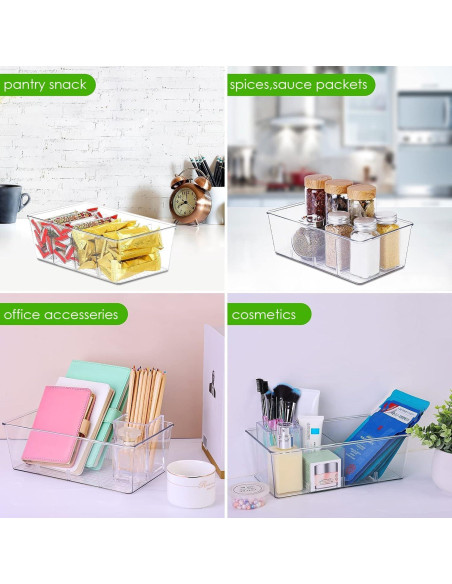 Organizador de despensa Wilfox 7PCS transparente con divisores