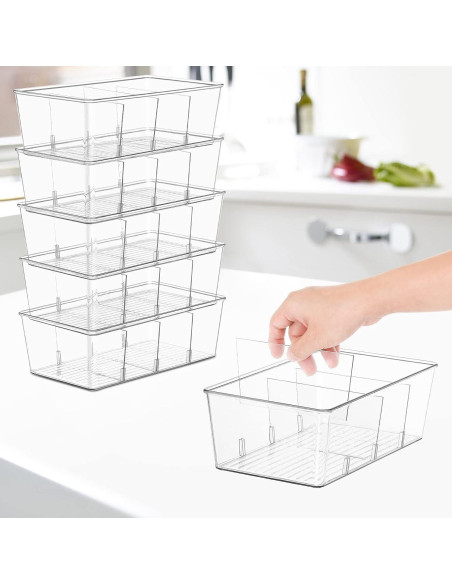 Organizador de despensa Wilfox 7PCS transparente con divisores