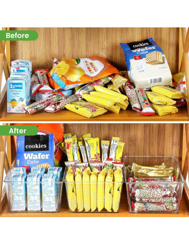 Organizador de despensa Wilfox 7PCS transparente con divisores