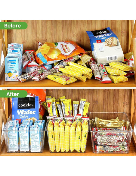 Organizador de despensa Wilfox 7PCS transparente con divisores