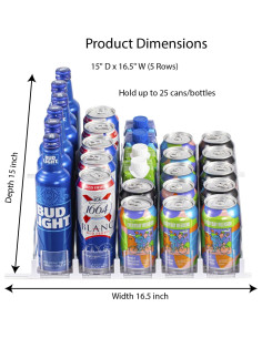 Organizador de Bebidas RULA para Nevera - 5 Filas, 25 Latas 2