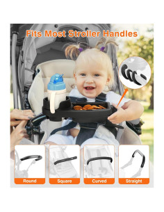 Bandeja para bocadillos Zooawa 3 en 1 para cochecito negro 2