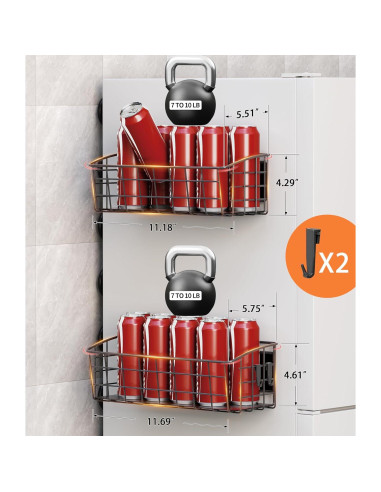 Estante Magnético PrimZooty 2 Pcs para Refrigerador 4,54 kg
